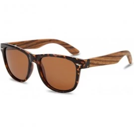 Oval Walnut Wood Sunglasses Polarized for Men Women with Wooden Case - Leopard - CI18AEHRU20 $27.65