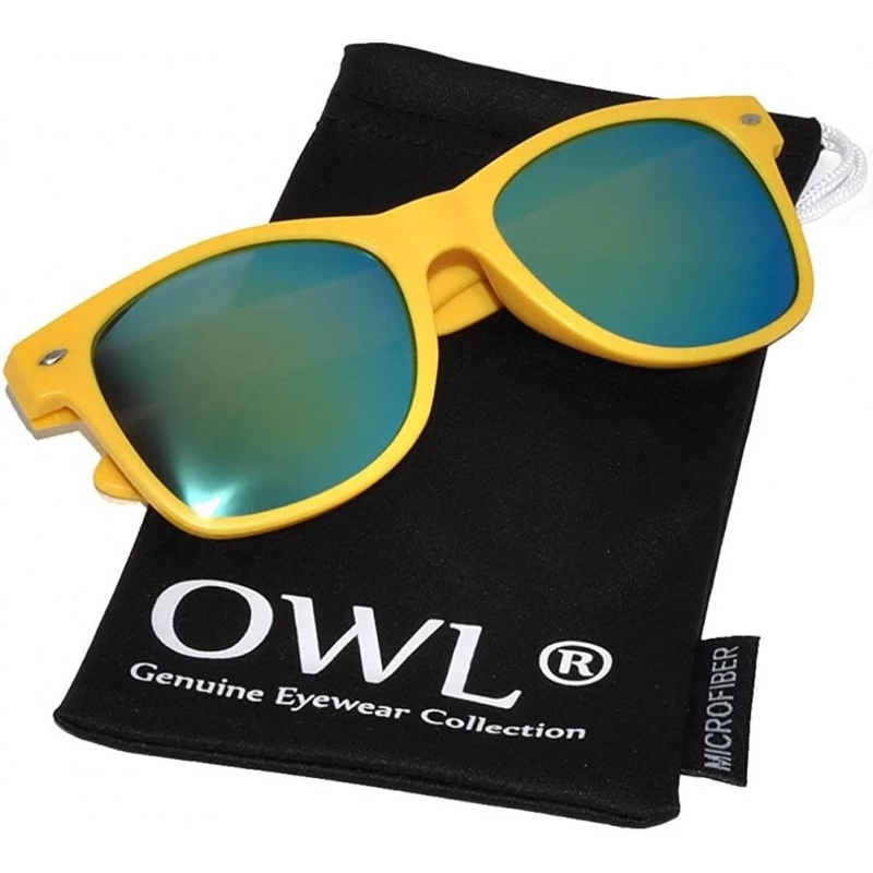 Wayfarer Vintage Full Mirror Lens Sunglasses Colored Frame Matte Retro Style - Yellow - Green - CO11NJ53NV3 $17.39