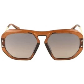 Butterfly Geometric Thick Plastic Frame Metal Temple Sunglasses - Brown Crystal - C0197UWINHW $16.06
