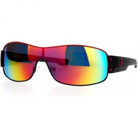 Shield Mens Mirrored Color Mirror Shield Warp Racer Sport Sunglasses - Red Rusta - CT12GOHHKQ1 $26.15