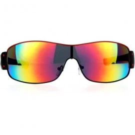 Shield Mens Mirrored Color Mirror Shield Warp Racer Sport Sunglasses - Red Rusta - CT12GOHHKQ1 $10.20