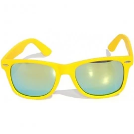 Wayfarer Vintage Full Mirror Lens Sunglasses Colored Frame Matte Retro Style - Yellow - Green - CO11NJ53NV3 $17.39