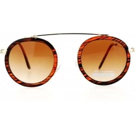 Round Bridgeless Metal Flat Top Round Mirrored Double Frame Retro Sunglasses - Tortoise Brown - CN12EPTIESN $10.77