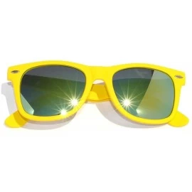 Wayfarer Vintage Full Mirror Lens Sunglasses Colored Frame Matte Retro Style - Yellow - Green - CO11NJ53NV3 $17.39