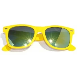 Wayfarer Vintage Full Mirror Lens Sunglasses Colored Frame Matte Retro Style - Yellow - Green - CO11NJ53NV3 $7.15