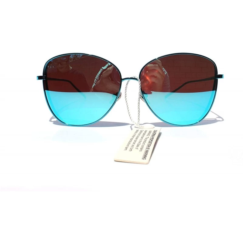 Oversized SIMPLE Oversized Cat Eye Style Fashion Sunglasses for Women - Blue - C118ZCNSTY3 $12.77
