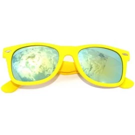 Wayfarer Vintage Full Mirror Lens Sunglasses Colored Frame Matte Retro Style - Yellow - Green - CO11NJ53NV3 $17.39