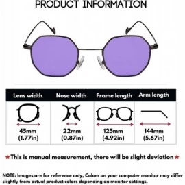 Square Retro Chic Octagon Shaped Metal Sunglasses w/Flat Lens M5112-FL - Gunmetal/Purple Lens - C7185Q0SCS0 $15.79