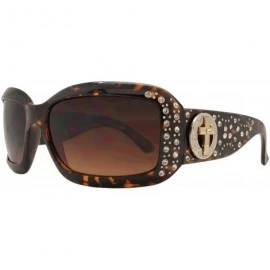 Rectangular Western Ladies Rhinestone Bling Shade Sunglasses + Case - Leopard Cheetah Cross - CA18WMOMM0O $16.26