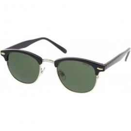 Rimless Classic Horn Rimmed Neutral Colored Lens Semi-Rimless Sunglasses 49mm - Black-silver / Green - CB12O3XOWZD $12.62