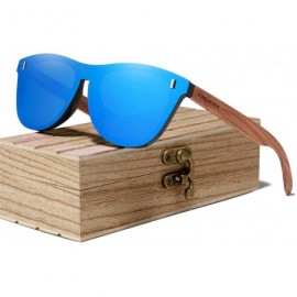 Square Wood Sunglasses Vintage Polarized Men's Natural Wooden Eyewear Accessories - Silver Bubinga Wood - CM194OHZDAH $25.08