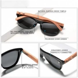 Square Wood Sunglasses Vintage Polarized Men's Natural Wooden Eyewear Accessories - Silver Bubinga Wood - CM194OHZDAH $25.08