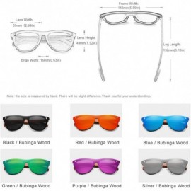 Square Wood Sunglasses Vintage Polarized Men's Natural Wooden Eyewear Accessories - Silver Bubinga Wood - CM194OHZDAH $25.08