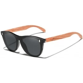 Square Wood Sunglasses Vintage Polarized Men's Natural Wooden Eyewear Accessories - Silver Bubinga Wood - CM194OHZDAH $25.08