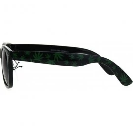 Rectangular Mens Marijuana Leaf Pot Head Stoner Horn Rim Plastic Sunglasses - Green - CQ1875OK8U3 $19.90