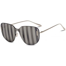 Aviator 2019 new sunglasses- women's one-piece sunglasses striped color film sunglasses - D - CD18SMT7KXC $33.72