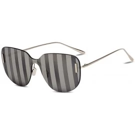 Aviator 2019 new sunglasses- women's one-piece sunglasses striped color film sunglasses - D - CD18SMT7KXC $71.19