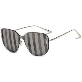 Aviator 2019 new sunglasses- women's one-piece sunglasses striped color film sunglasses - D - CD18SMT7KXC $33.72