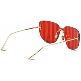 Aviator 2019 new sunglasses- women's one-piece sunglasses striped color film sunglasses - D - CD18SMT7KXC $33.72