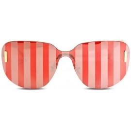 Aviator 2019 new sunglasses- women's one-piece sunglasses striped color film sunglasses - D - CD18SMT7KXC $33.72