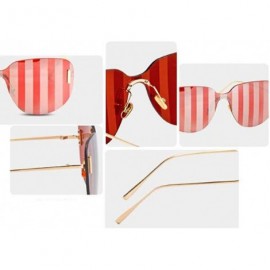 Aviator 2019 new sunglasses- women's one-piece sunglasses striped color film sunglasses - D - CD18SMT7KXC $33.72