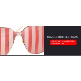 Aviator 2019 new sunglasses- women's one-piece sunglasses striped color film sunglasses - D - CD18SMT7KXC $33.72