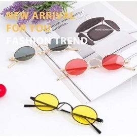 Wrap Retro Metal Small Frame Sunglasses- UV400 Lens Protection 42mm Fashion Glasses for Men Women Kids - Red - CL18TIIAMCN $1...