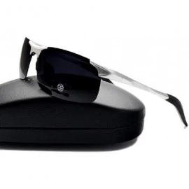 Sport Ultra-Light Aluminum Magnesium Sport Sunglasses Polarized Men UV400 Rectangle Gold Outdoor Driving Sun Glasses - CX196S...