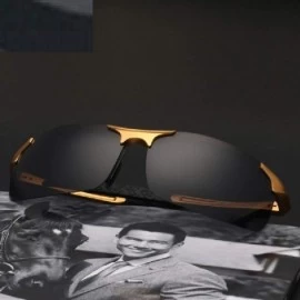 Sport Ultra-Light Aluminum Magnesium Sport Sunglasses Polarized Men UV400 Rectangle Gold Outdoor Driving Sun Glasses - CX196S...