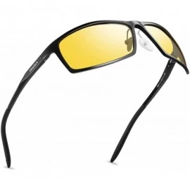 Goggle HD Night Driving Glasses Yellow Lenses Anti Glare Glasses Polarized Sunglasses Al-Mg Frame Sun Glasses (Black-) - CT18...