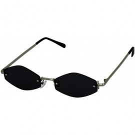 Goggle Vintage Small Narrow Rimless Oval Geometric Gold Diamond Hexagon Shape Mirrored and Color Tinted Sun Glasses - CR18WLD...