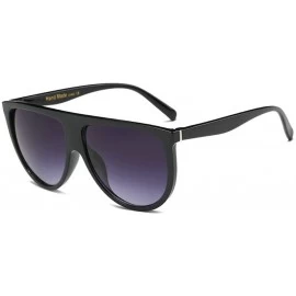 Round Retro big box sunglasses unisex trend round face sunglasses Siamese sunglasses - Black - CG18RKEAZE9 $27.80