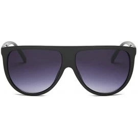 Round Retro big box sunglasses unisex trend round face sunglasses Siamese sunglasses - Black - CG18RKEAZE9 $14.63