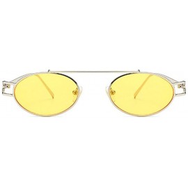 Oval 2019 Fashion Small Oval Metal Frame Chic Clear Candy Color Lens Female Hip Hop Punk Sunglasses - Yellow - CU18QRX0MMO $1...