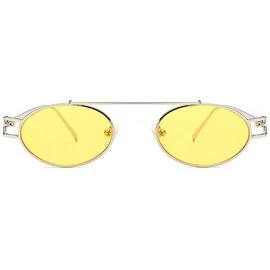 Oval 2019 Fashion Small Oval Metal Frame Chic Clear Candy Color Lens Female Hip Hop Punk Sunglasses - Yellow - CU18QRX0MMO $1...