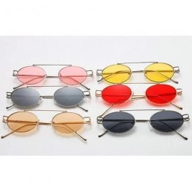 Oval 2019 Fashion Small Oval Metal Frame Chic Clear Candy Color Lens Female Hip Hop Punk Sunglasses - Yellow - CU18QRX0MMO $1...