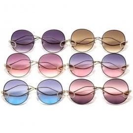 Round Vintage Round Sunglasses for Women 2020 Fashion Luxury Diamond Gradient Eyewear Ladies Chic Sun Glasses - CF192YU8CYQ $...