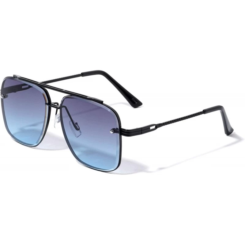 Aviator Square Aviator Diamond Edge Cut Lens Sunglasses - Blue - CR196XHXZOA $11.60
