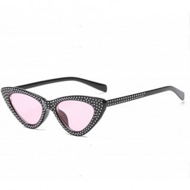 Cat Eye Retro Rhinestone Cat Eye Sunglasses for Women Clout Goggles Plastic Frame Glasses - Pink - CX18E5GR2G2 $23.94