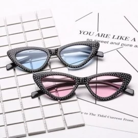 Cat Eye Retro Rhinestone Cat Eye Sunglasses for Women Clout Goggles Plastic Frame Glasses - Pink - CX18E5GR2G2 $10.70