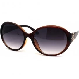 Butterfly Womens Round Oval Rhinestone Jewel Hinge Butterfly Sunglasses - Brown Gold Smoke - CD196TA26M5 $9.79