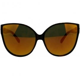 Cat Eye Womens Color Mirror Oversize Plastic Cat Eye Mod Diva Sunglasses - Tortoise Orange - CH18CIAA8TT $8.51