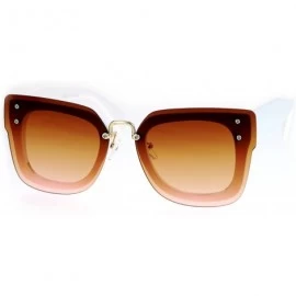 Rimless Flat Panel Lens Rimless Horn Rim Rectangular Sunglasses - White Brown - CS12MYZJJU4 $13.27