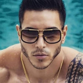 Semi-rimless Oversized Men Sunglasses Luxury Women Sun Glasses Square Retro - C9 - CQ194O7294L $47.08