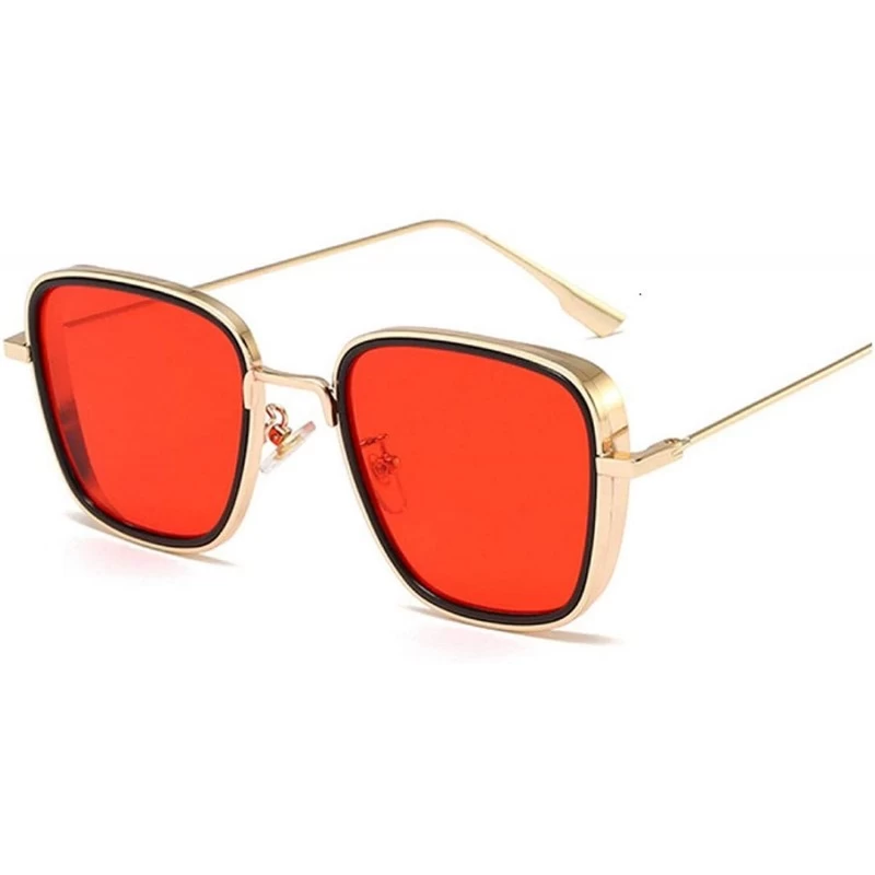 Square Luxury Kabir Singh India Movie Sunglasses Men Women Square Gold Frame Cool Shades Red Sun Glasses Male Female - CX198Z...