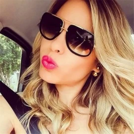 Semi-rimless Oversized Men Sunglasses Luxury Women Sun Glasses Square Retro - C9 - CQ194O7294L $47.08