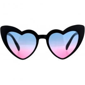 Round Womens Mod Heart Shape Plastic Funk Sunglasses - Black Blue Pink - CS180ZARWKU $18.02