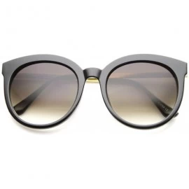 Wayfarer Modern Metal Temple Tinted Lens Oversize Round Horn Rimmed Sunglasses 55mm - Black-gold / Lavender - CR12H0L9KDL $20.25