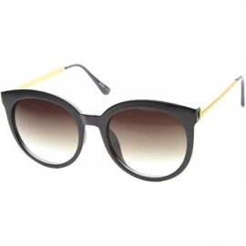 Wayfarer Modern Metal Temple Tinted Lens Oversize Round Horn Rimmed Sunglasses 55mm - Black-gold / Lavender - CR12H0L9KDL $8.15