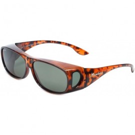 Rectangular Designer Polarized Fitover Sunglasses F02 63mm - Gloss Tortoise - C5182WGLQH2 $55.51